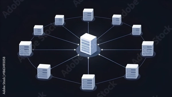 Fototapeta Decentralized Data Center Network and Blockchain Infrastructure