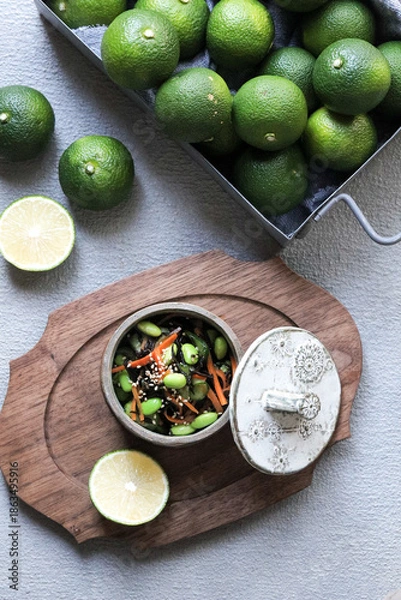 Obraz ひじきと枝豆の酢のものとヘベス