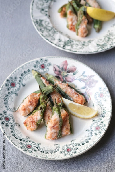 Obraz 	ししとうの海老包み焼き