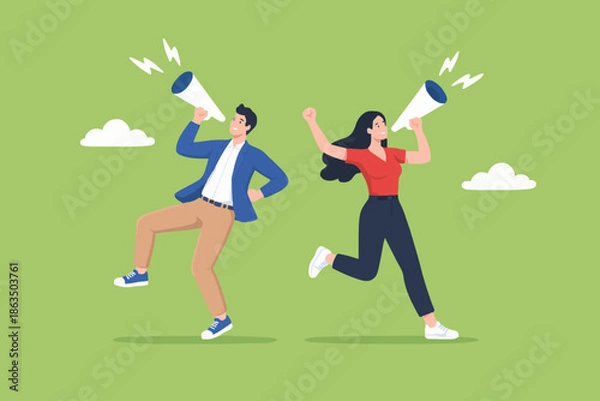 Obraz People with Megaphones