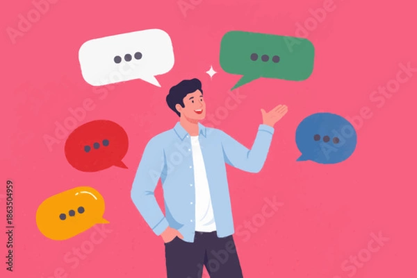 Obraz Person with speech bubbles