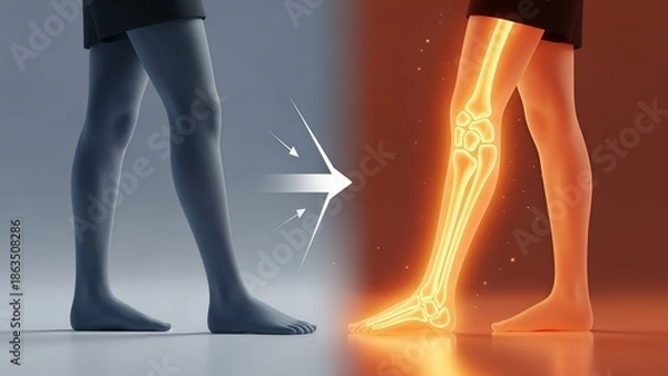 Obraz A person with highlighted glowing leg bones