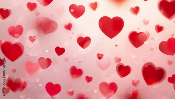 Obraz 2月イベントに使いやすい赤いハートの抽象背景バナー.生成AI