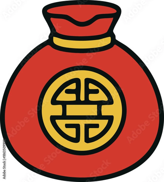 Obraz Red Envelope with Prosperity Symbol.