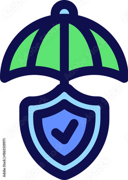 Obraz Shield with Checkmark and Umbrella.