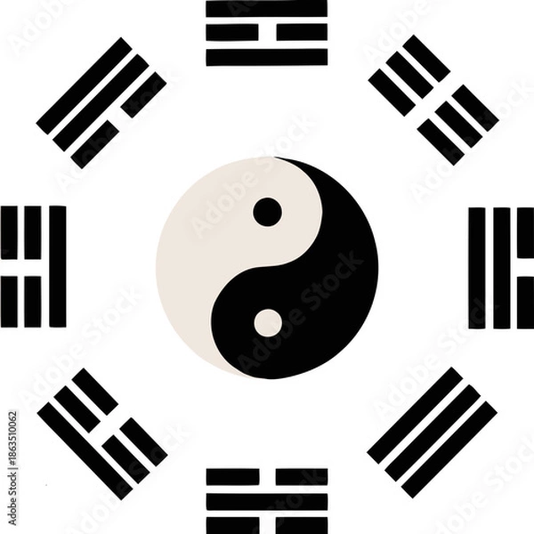 Obraz Yin Yang Symbol with Trigrams.