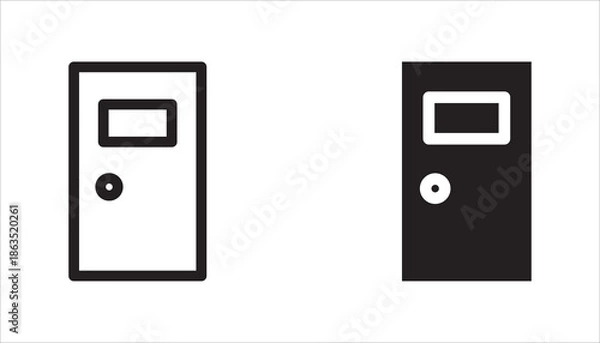 Obraz Doors set opened and closed door icon set,	
