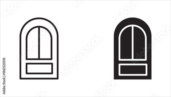 Obraz Doors set opened and closed door icon set,	
