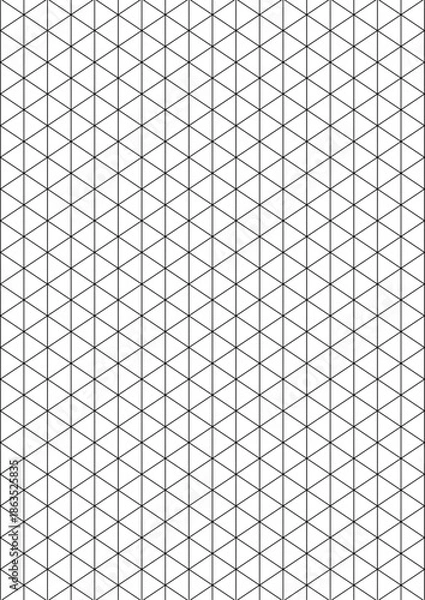 Obraz Isometric grid template featuring a triangle pattern for 3D technical drawing, architecture, and engineering for educational stationery and digital notebook pages