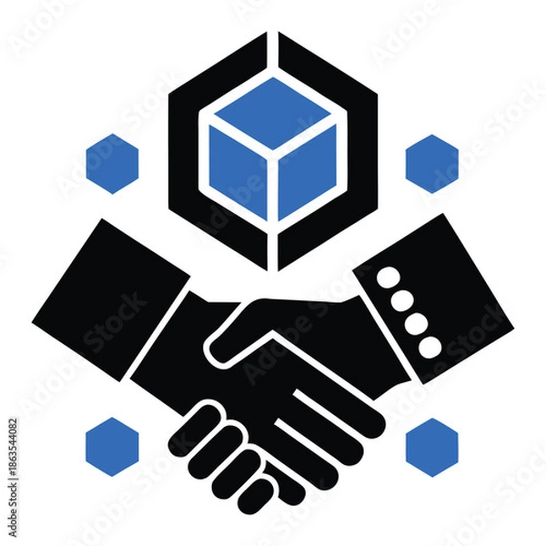 Fototapeta Stylized Flat Partnership Symbol Set