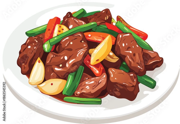 Fototapeta grilled meat with vegetables