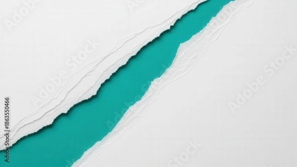 Obraz Torn Paper Edge with Teal Background.