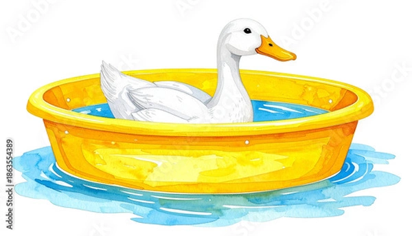 Obraz 水遊びするアヒルのイラスト