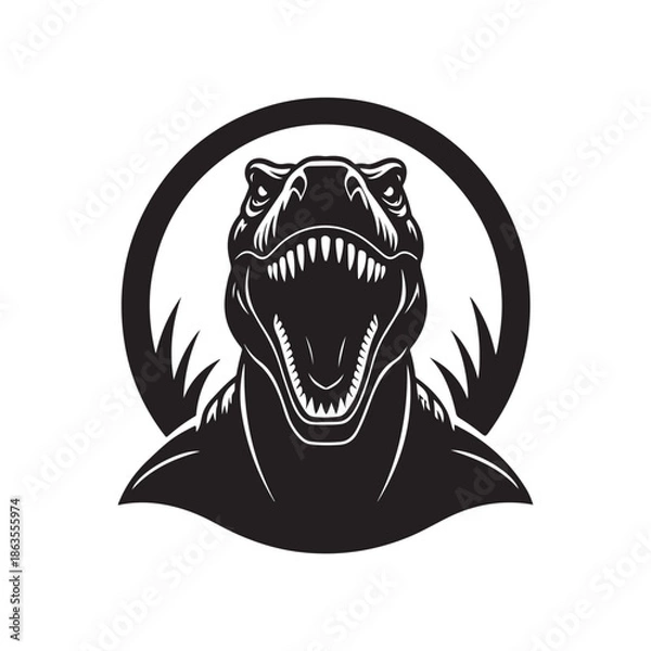 Obraz T-rex roaring Silhouette vector black color and solid white background (2).eps