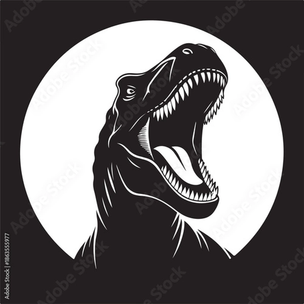 Obraz T-rex roaring Silhouette vector black color and solid white background (3).eps