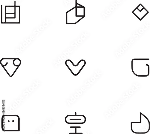 Fototapeta Basic UI Line Icons for Social, Action and Interface Elements