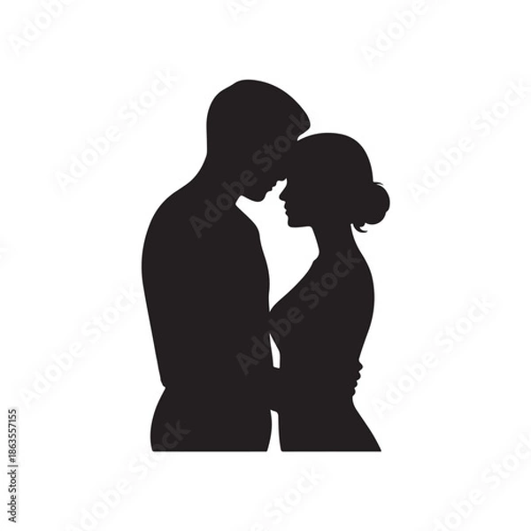 Obraz Couple silhouette black color design, solid white background (2).eps