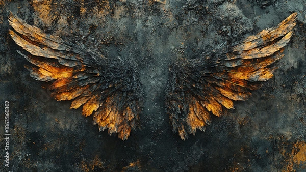Fototapeta fire burning bird wings texture background, eagle, fly, flame
