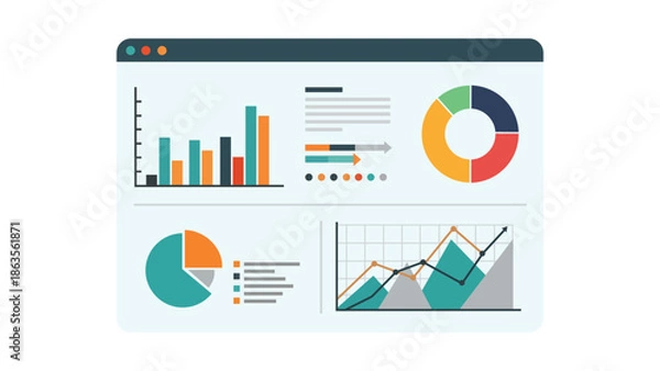 Obraz Dashboard with various charts and graphs for data analysis