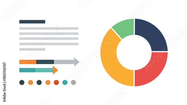 Obraz Donut chart and infographic elements for business data visualization