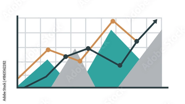 Obraz Two lines chart with up trend graph