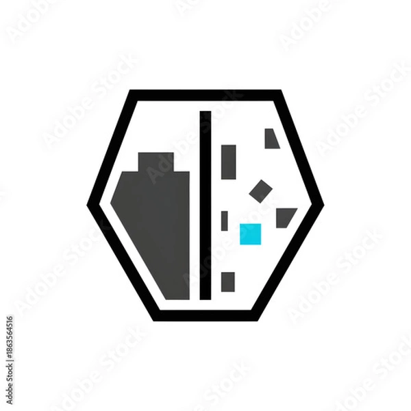 Obraz Abstract shield-like icon representing data security, system protection, and digital trust.