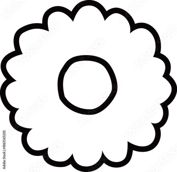 Obraz 花の線画アイコンイラスト素材　デイジーやカモミールなどシンプルでかわいいイメージ画像　透明背景