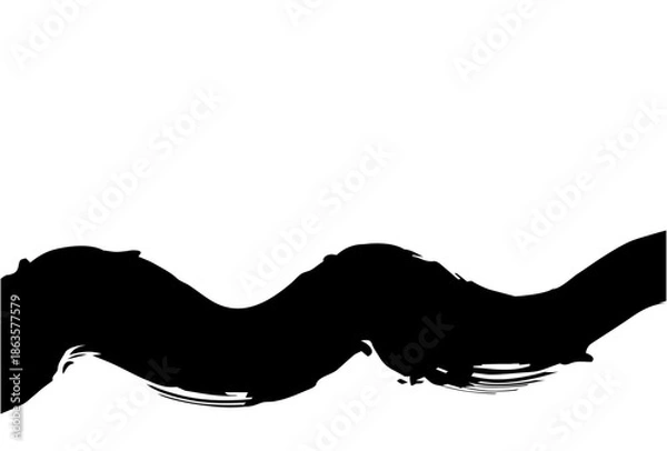 Obraz 筆書きした黒色の掠れた波線