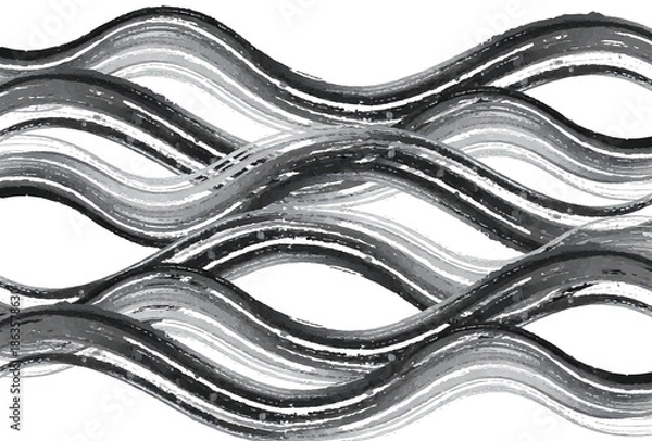Obraz 筆書きした波線の背景素材イラスト