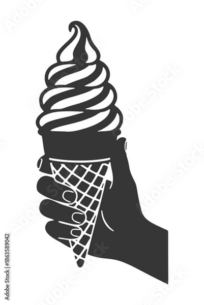 Obraz ソフトクリームを持つ手のシルエットアイコン