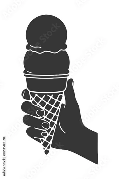 Obraz アイスクリームを持つ手のシルエットアイコン