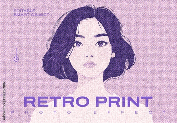 Fototapeta Retro Print Design Effect Mockup