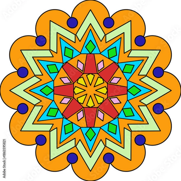 Obraz Vector Colored Mandala Round Colored Mandala Design