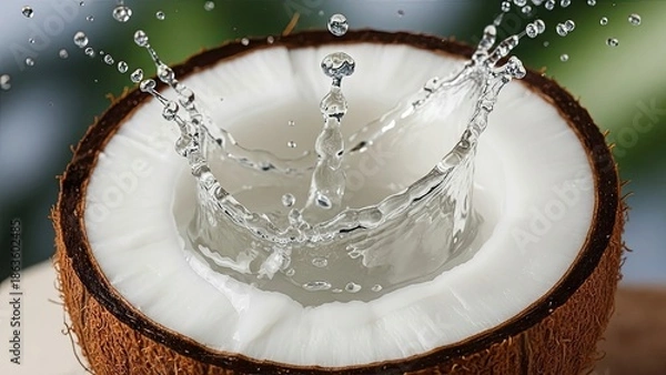 Obraz Fresh Coconut with Water Splash.