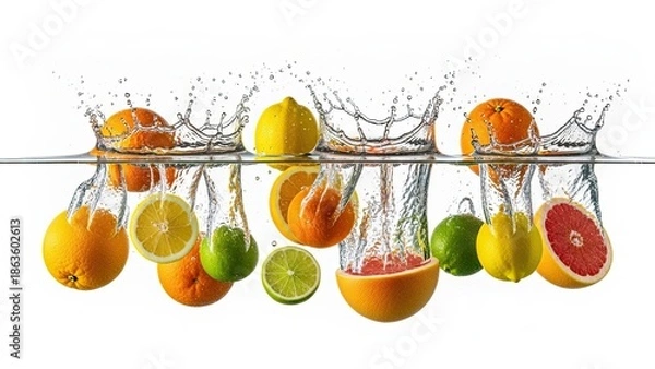 Obraz Fresh Fruit and Juice Splashing.