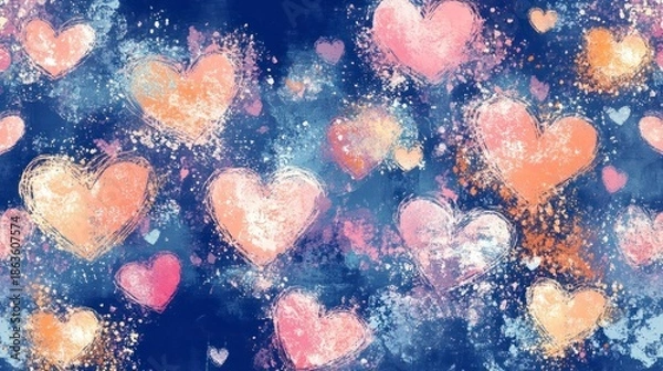 Obraz Abstract heart pattern on a dark background