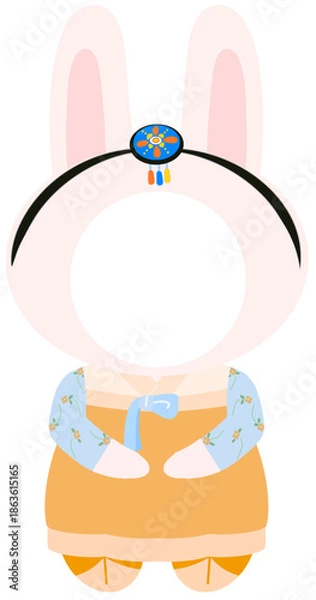 Obraz 동물토끼십이간지전통족두리(추석한가위한복얼굴합성_하늘주황) (2)