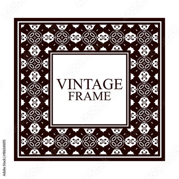 Fototapeta Vintage ornamental frame. Luxury elegant ornament. Flourished border. Element for brochures. Template for design. Vector illustration