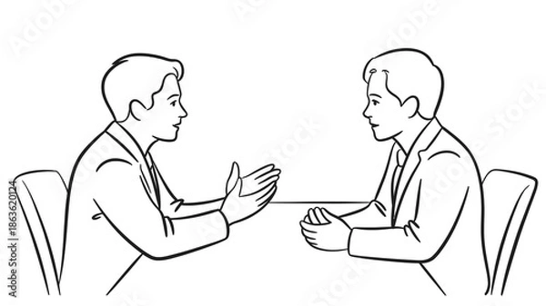 Obraz Two men engaging in a conversation