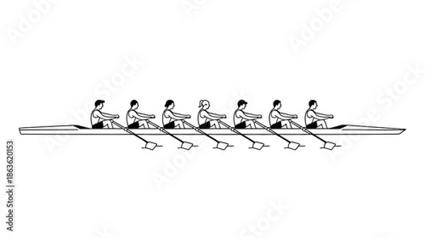 Obraz Team rowing in synchronization