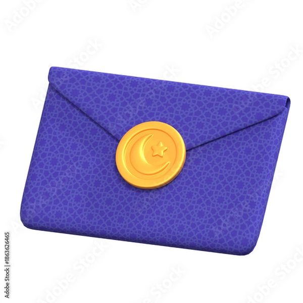 Obraz Elegant 3D Envelope Illustration with Islamic Pattern and Crescent Seal
