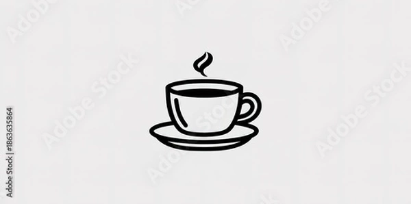 Obraz Steaming Coffee Cup Minimalist Icon