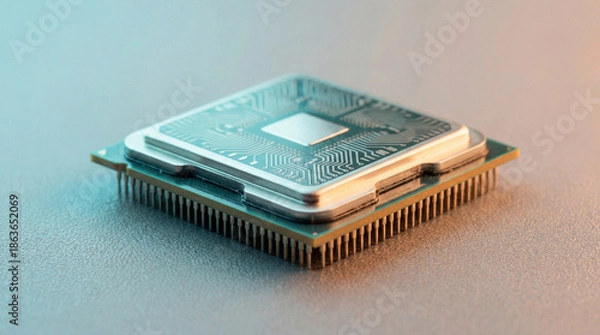 Obraz Close up of an electronic CPU microchip hardware component