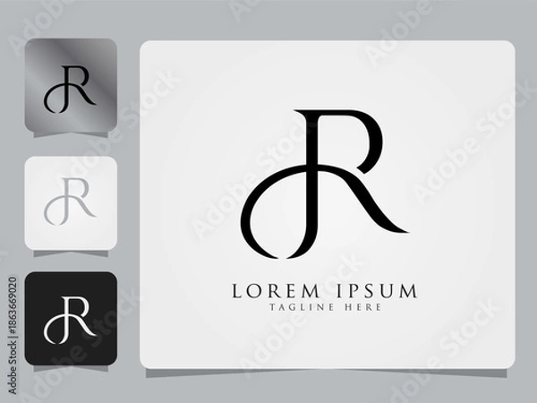 Obraz Elegant Monogram JR Letters Logo Design Concept