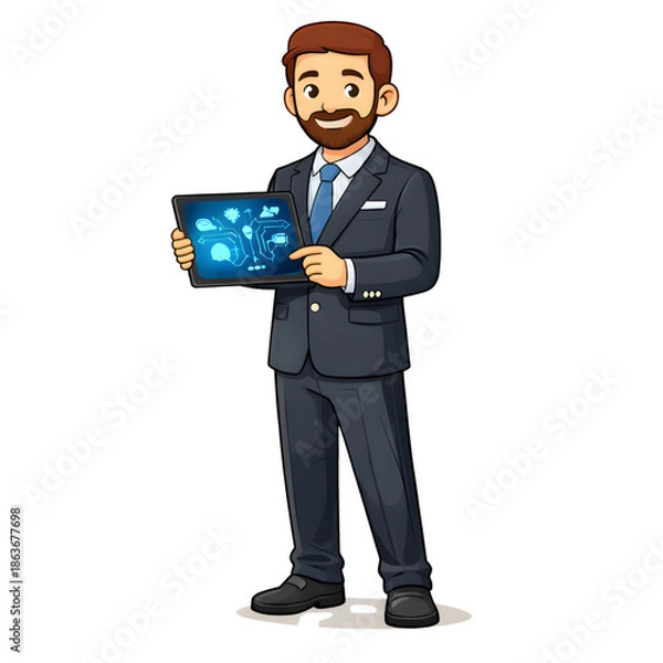 Fototapeta Businessman Presenting Digital Technology Interface - AI Generated