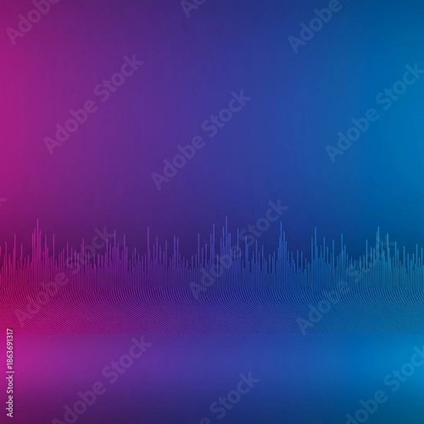 Obraz Digital frequency pattern with repeating lines suddenly meets a smooth, minimalist, solid color void. Conceptual texture background, space, conceptual, structure