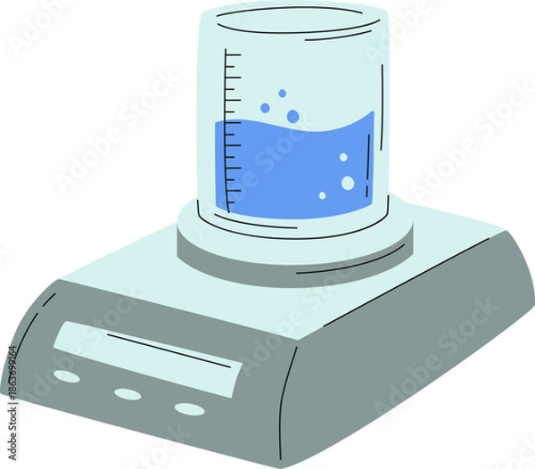 Fototapeta Laboratory beaker on digital scale