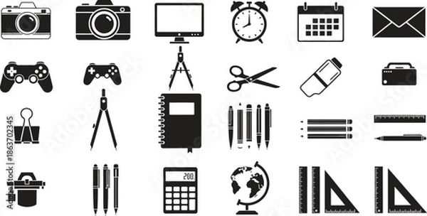 Obraz Office Supplies and Tools Collection