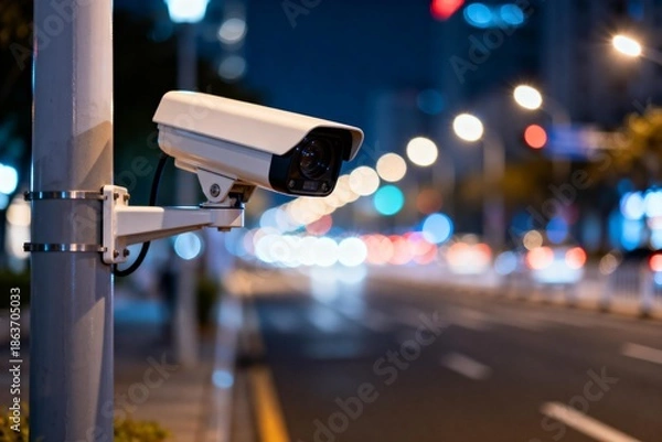 Obraz Nighttime street surveillance camera
