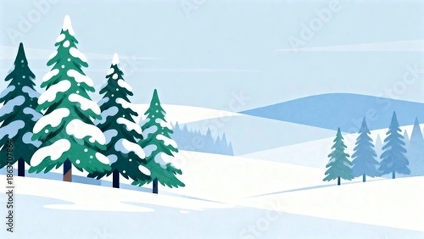 Obraz Snowy pine trees in winter landscape